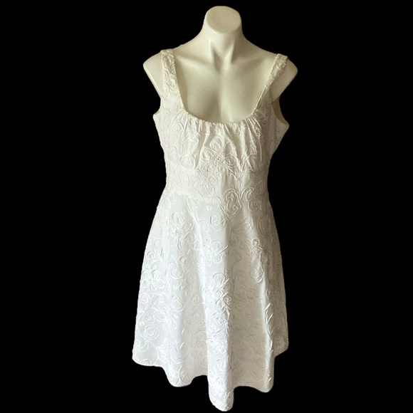 Evan Picone Women’s White Floral Cotton Sleeveless Fit And Flare Dress Size 14 - Picture 1 of 7